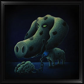 PETER SCHUMACHER KOMISCHE BILDER | Innerer Schweinedalmatiner | Acryl auf Holz | 40 x 40 cm