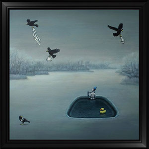 PETER SCHUMACHER KOMISCHE BILDER | Eisbaden | Acryl auf Holz | 50 x 50 cm