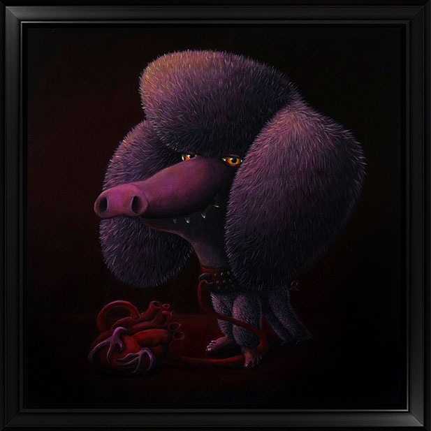 PETER SCHUMACHER KOMISCHE BILDER | Innerer Schweinepudel | Acryl auf Holz | 40 x 40 cm