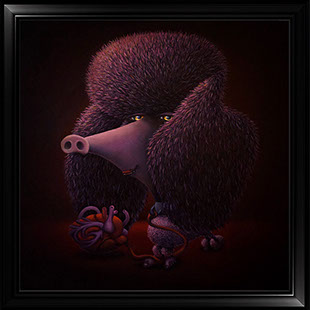 PETER SCHUMACHER KOMISCHE BILDER | Innerer Schweinedalmatiner | Acryl auf Holz | 40 x 40 cm